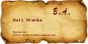 Bali Aranka névjegykártya